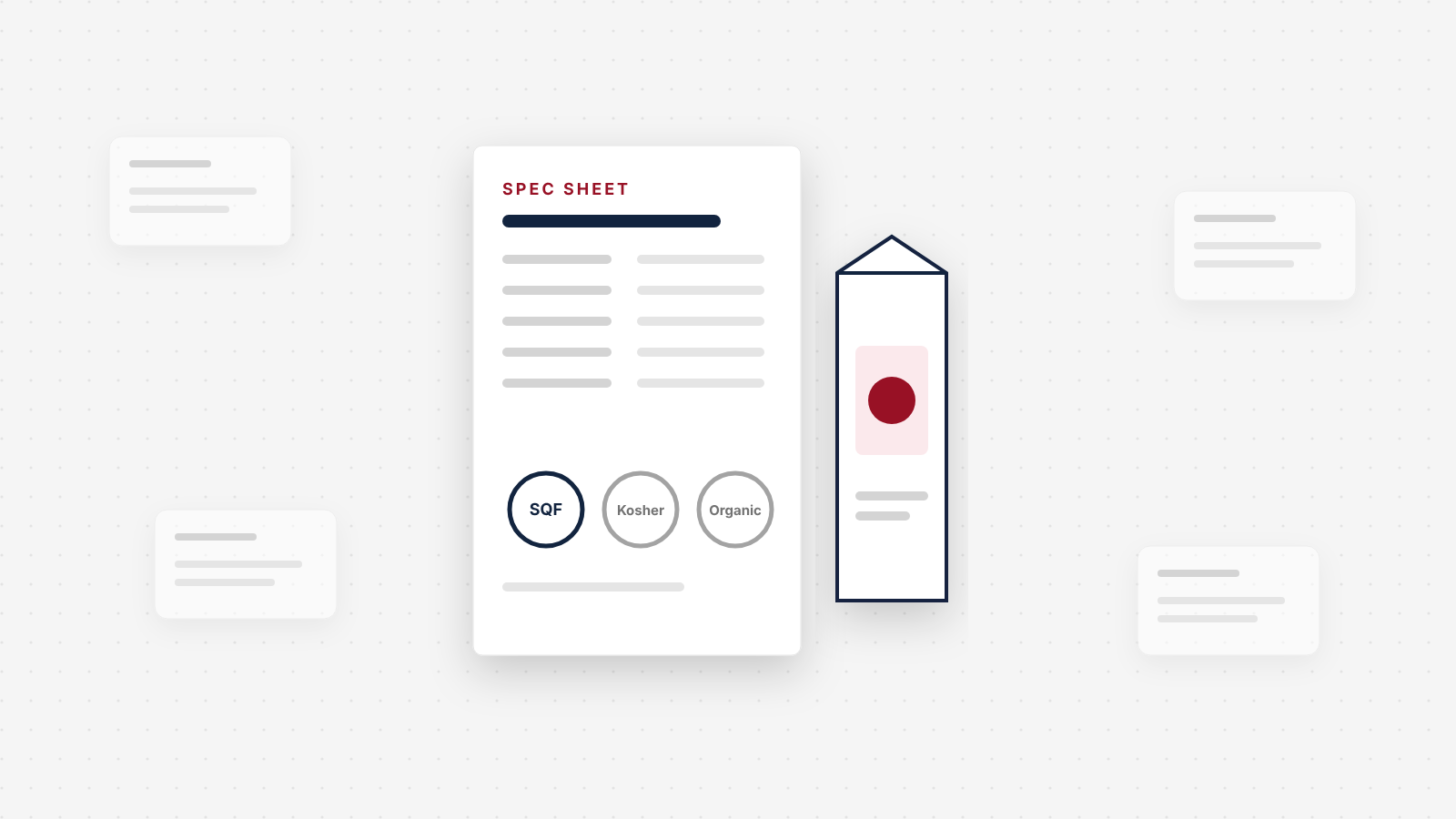 A food plant's website laid out as a supplier approval folder, with a certificate, a spec sheet and an allergen table