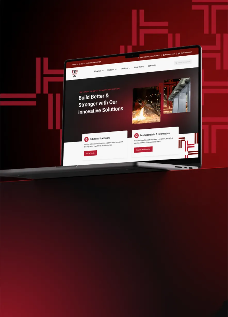 Telling Industries website redesign shown on a desktop